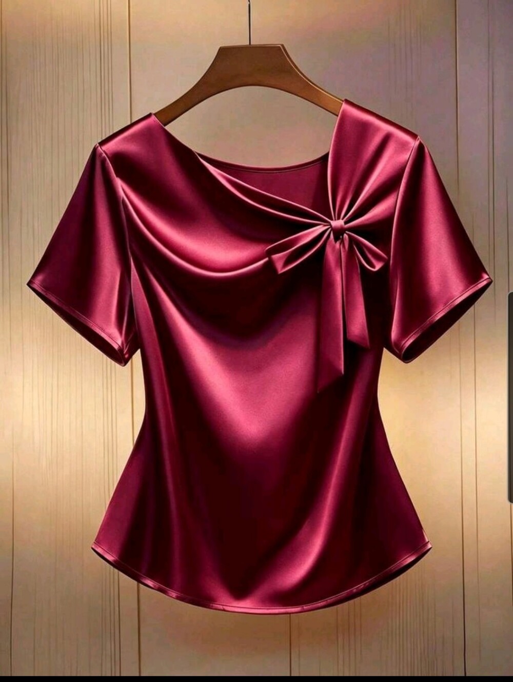 BRAND NEW ** Women's Satin Bow Detail Top - Burgundy